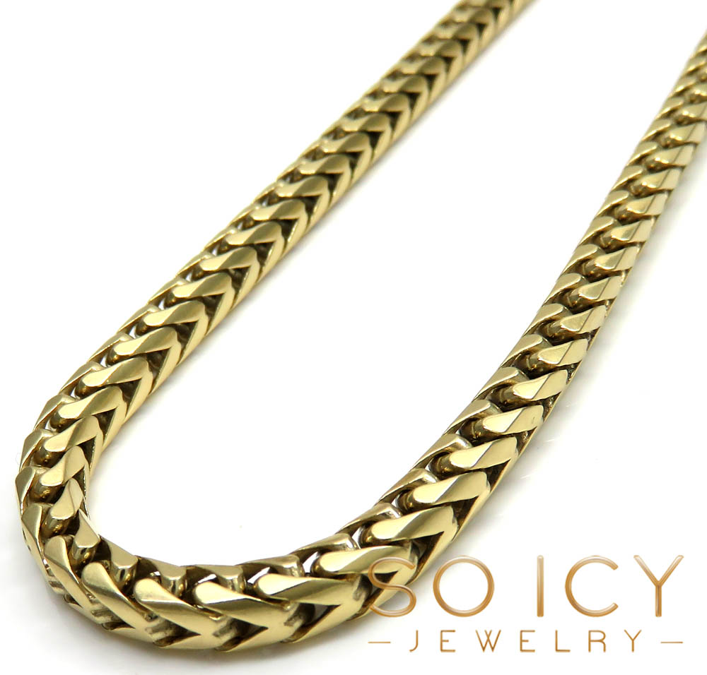 10k solid yellow gold tight link franco chain 20-26 inch 4.5mm