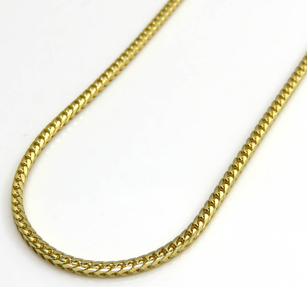 14k yellow gold skinny solid tight franco link chain 16-24 inches 1.2mm