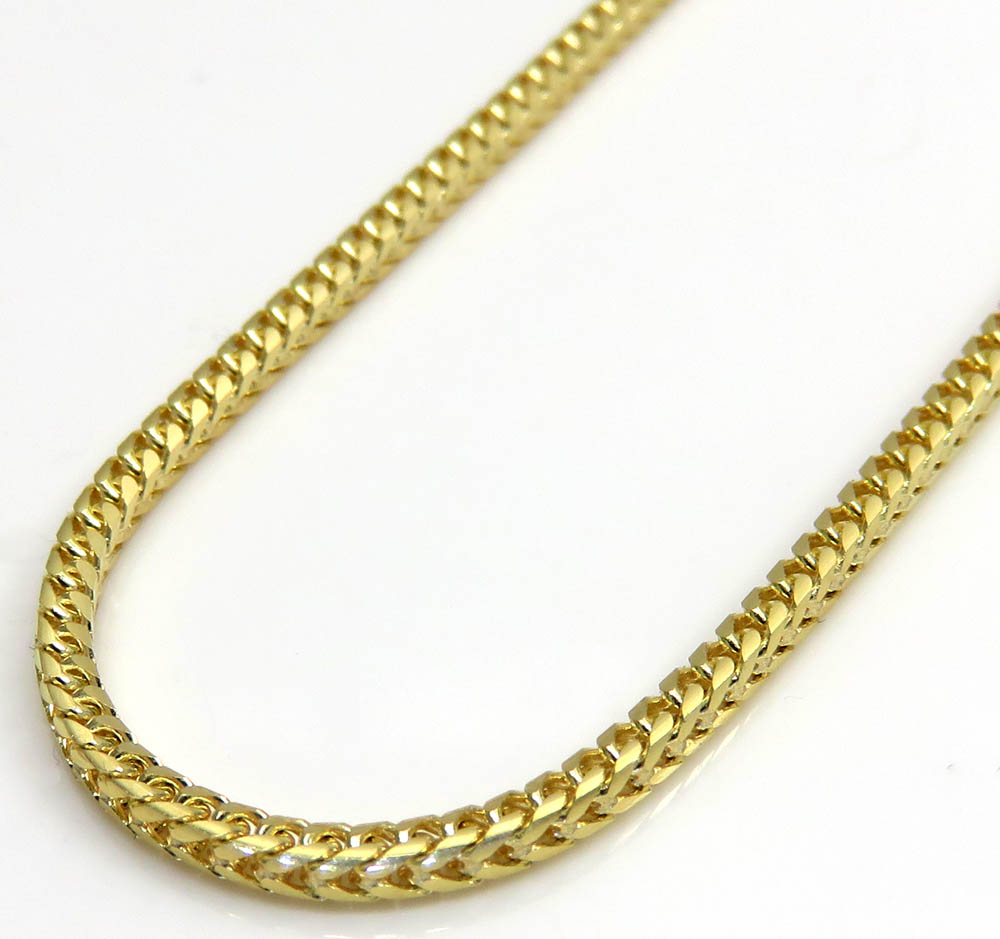 14k yellow gold skinny solid tight franco link chain 16-24 inches 1.5mm
