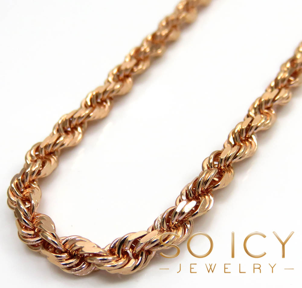 14k rose gold solid diamond cut rope chain 18-26 inches 4mm