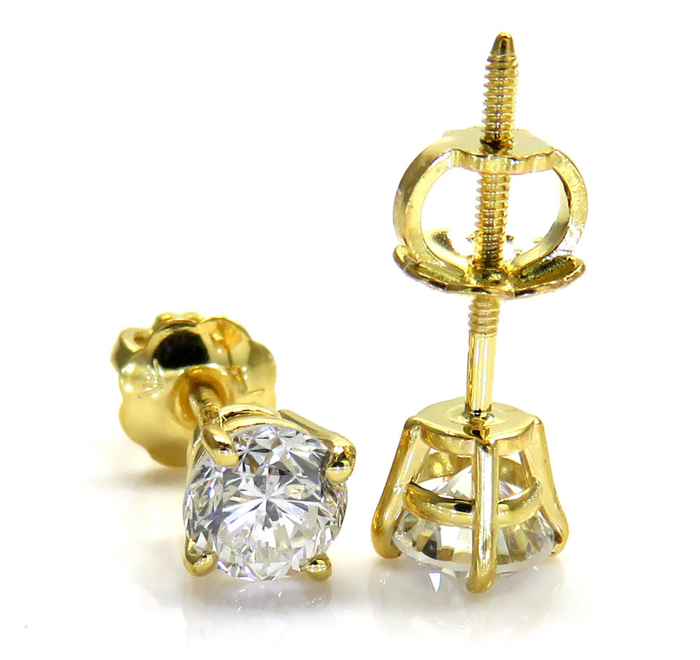14k gold clean round cut 0.25 pointer diamond studs earrings 0.50ct