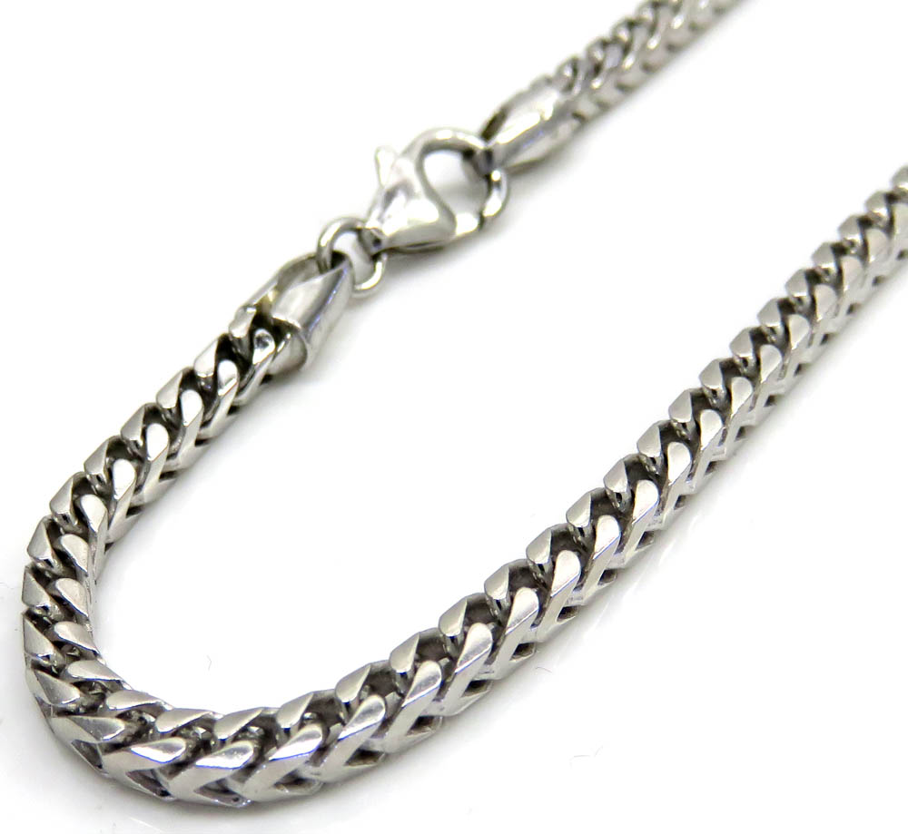 10k white gold solid tight link franco bracelet 8 inches 3mm 