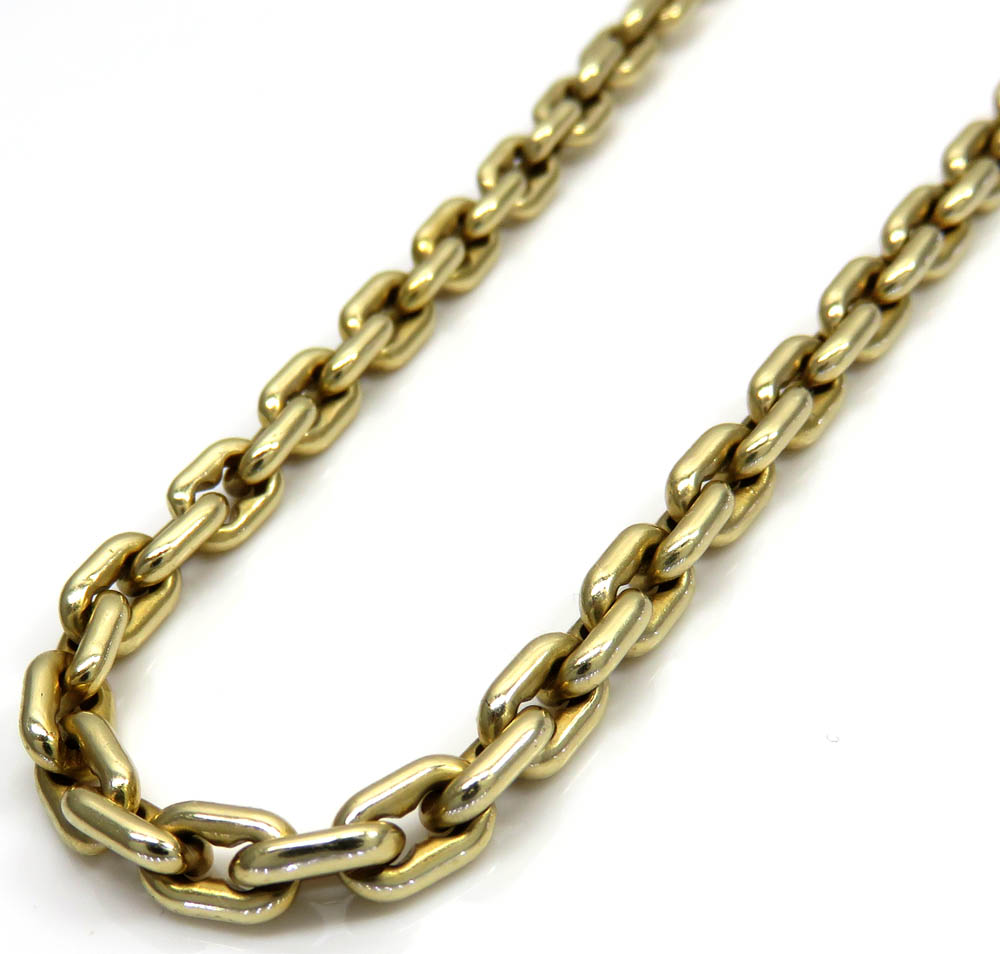 14k yellow gold braccio solid cable link chain 22-24 inches 4.30mm 