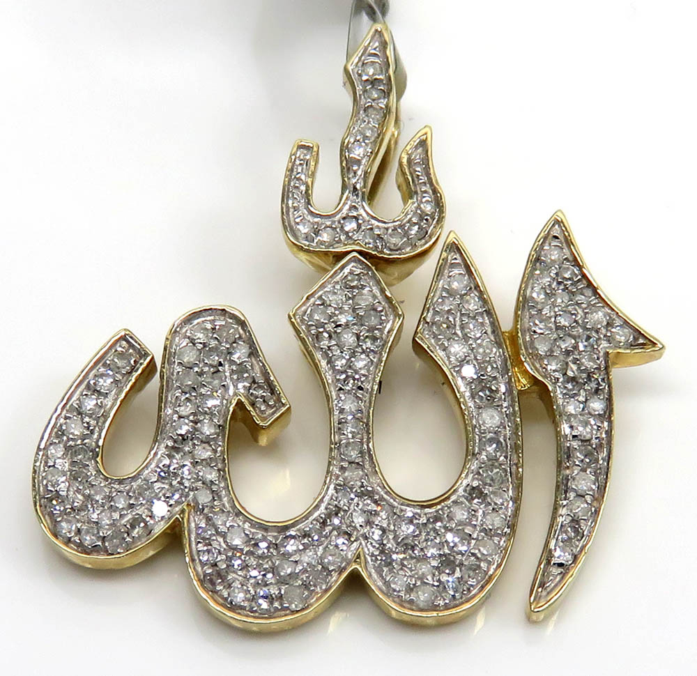 10k yellow gold medium diamond allah pendant 0.49ct