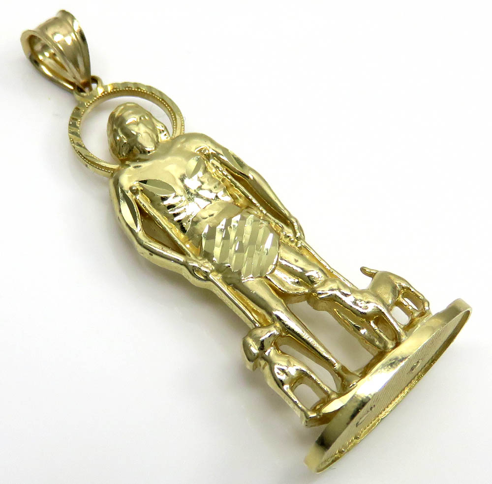 14k yellow gold medium saint lazarus pray for us pendant