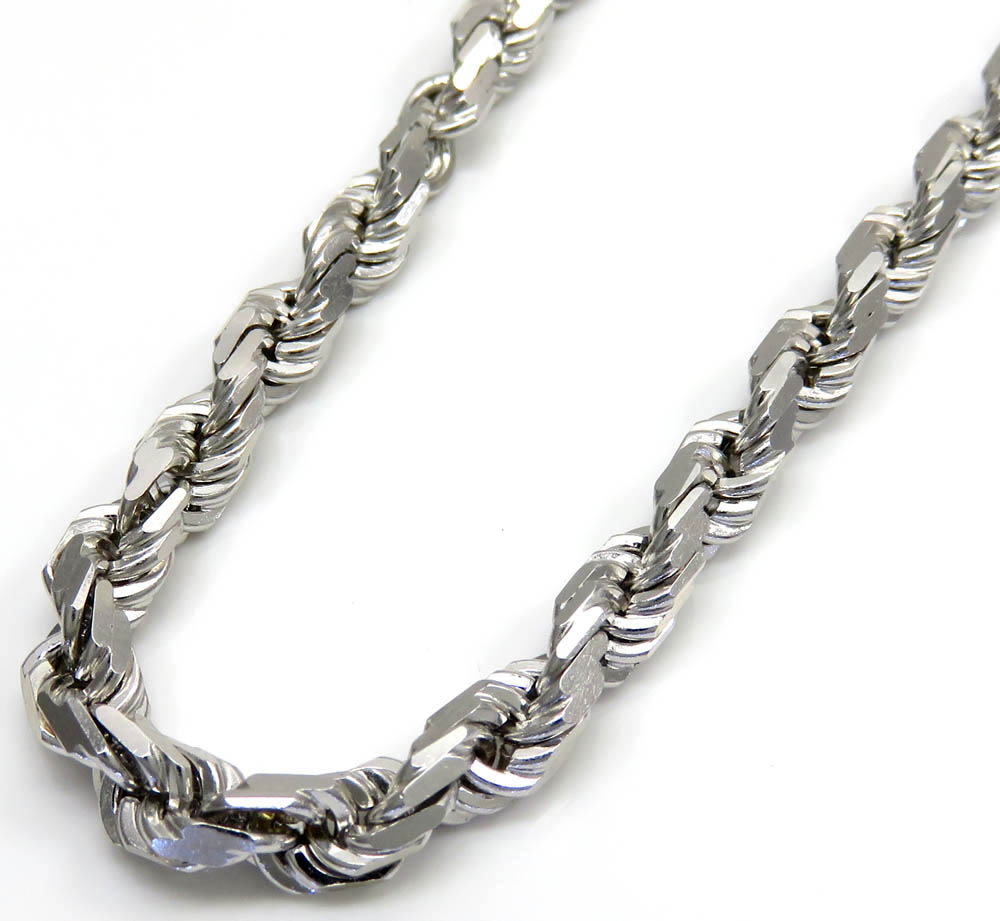 ROPE Chain necklace 14 KT White Gold Overlay 24 inches long 6 mm wide 