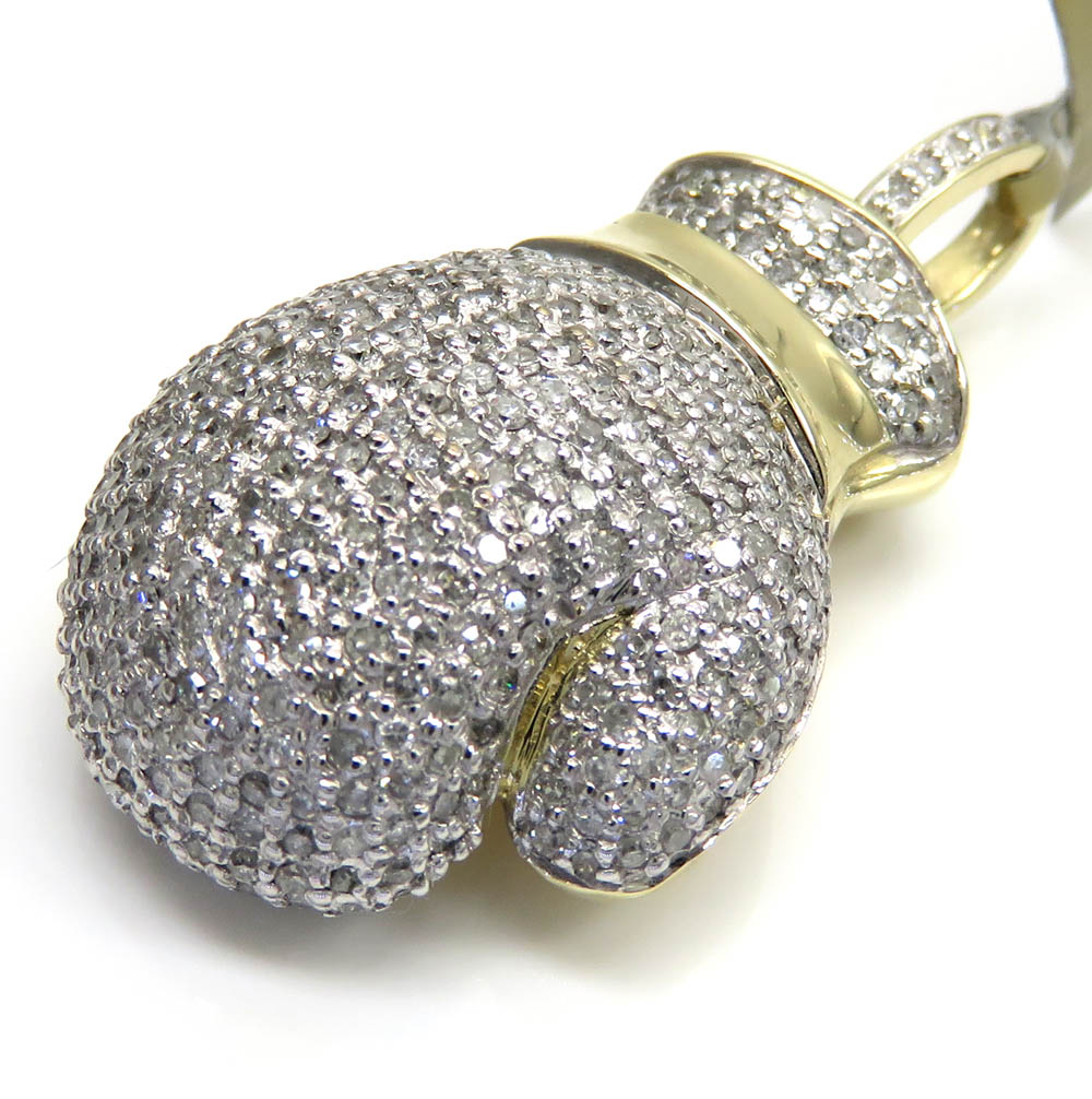 10k yellow gold diamond boxing glove pendant 1.12ct