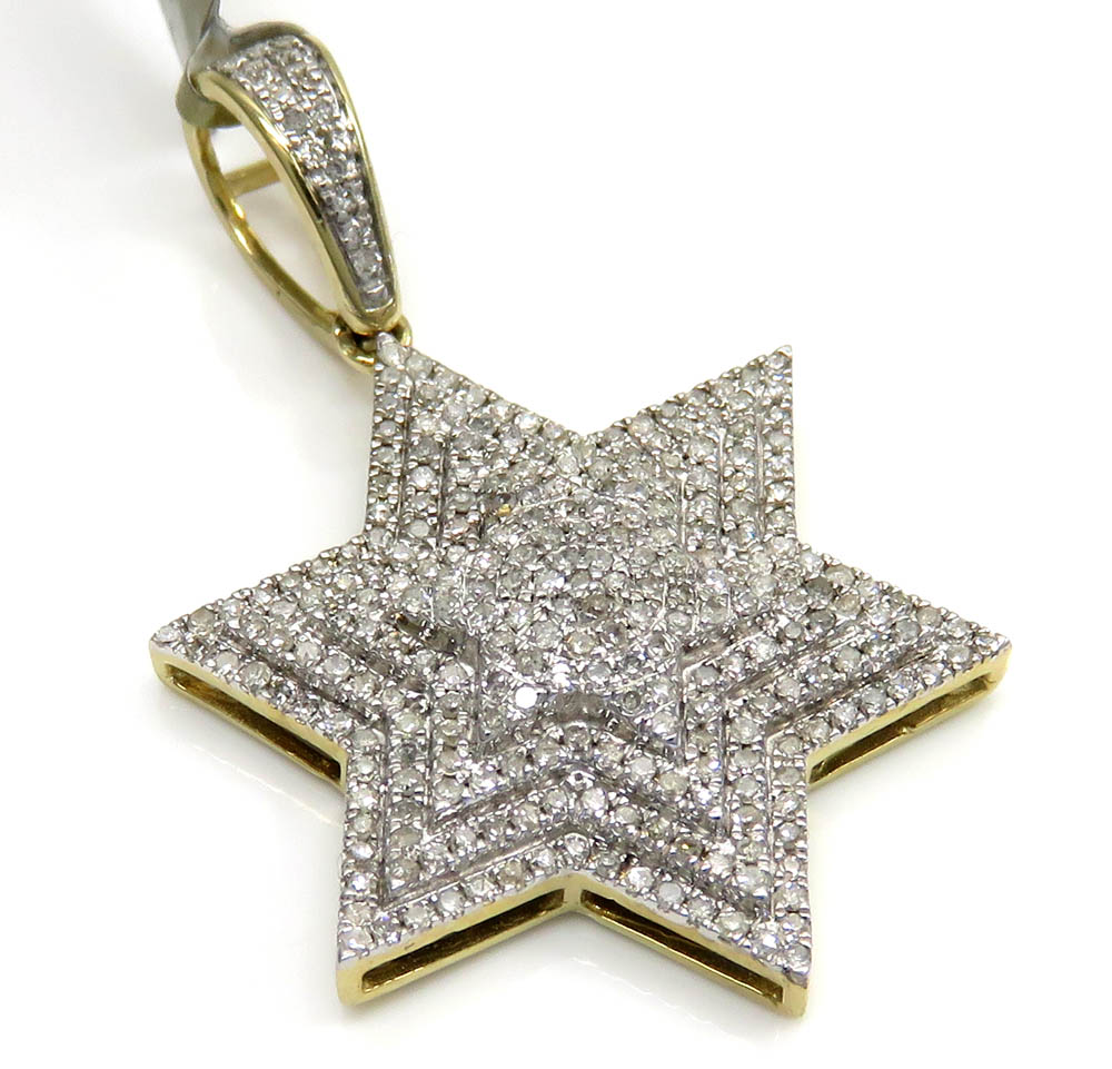 2 Ct Round Cut Diamond STAR OF DAVID Charm Pendant Piece 10k Yellow Gold Finish