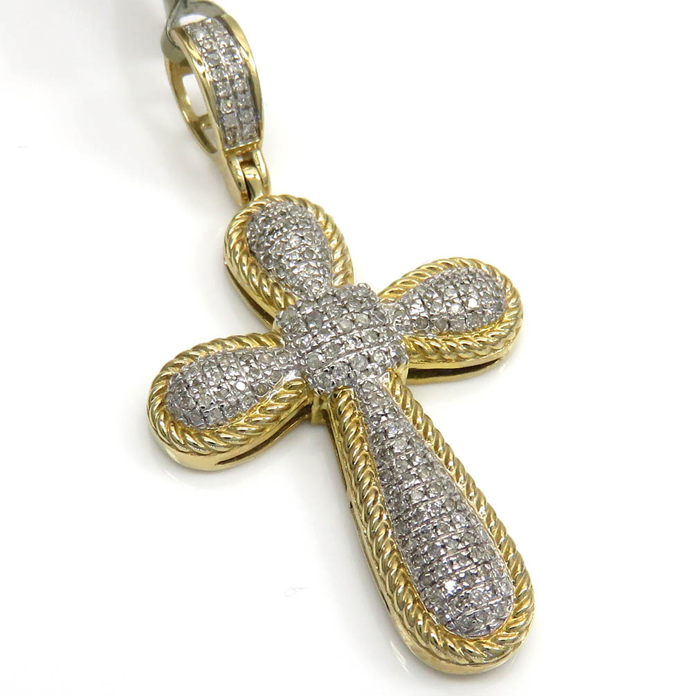 10k two tone medium diamond bubble cross 0.32ct  