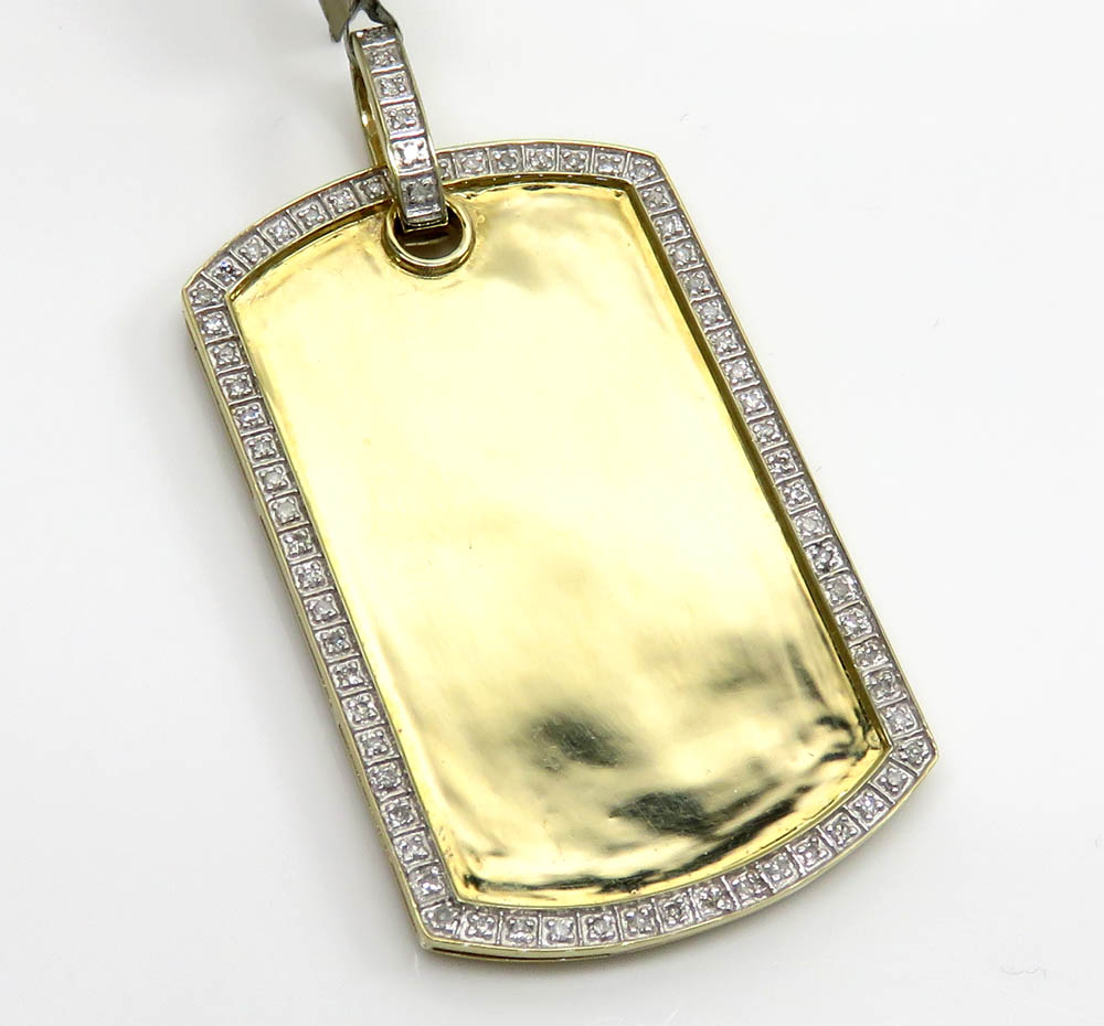 14K Yellow Gold Diamond Pave Dog Tag Pendant Hollow Chain Necklace, Shop  14k Yellow Gold Bujukan Necklaces