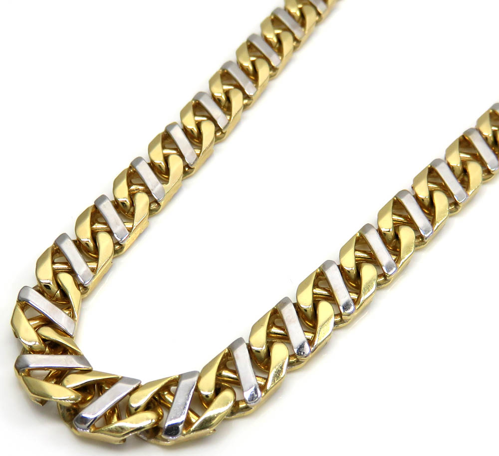 10k two tone fancy anchor link chain 22 inches 7mm