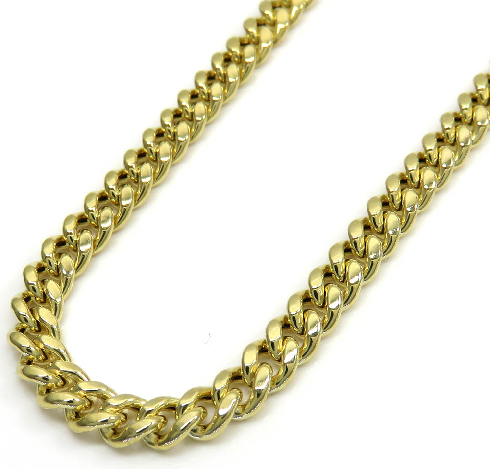 10k yellow gold hollow miami link chain 20-26 inches 4.50mm