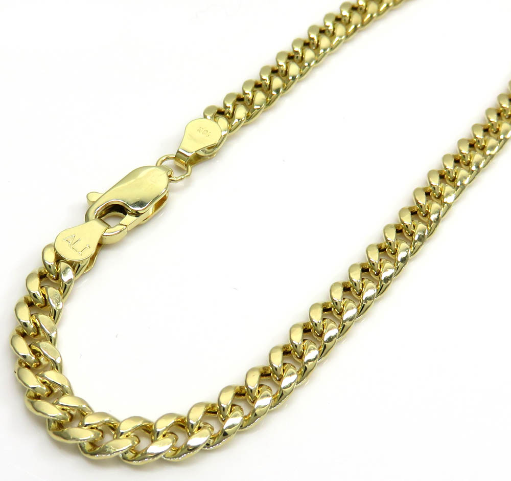10k yellow gold hollow miami link bracelet 8 inches 4.50mm