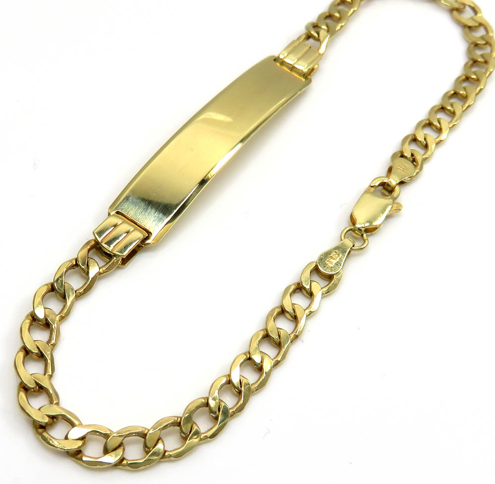 10k yellow gold hollow cuban id bracelet 8 inch 4.2mm 