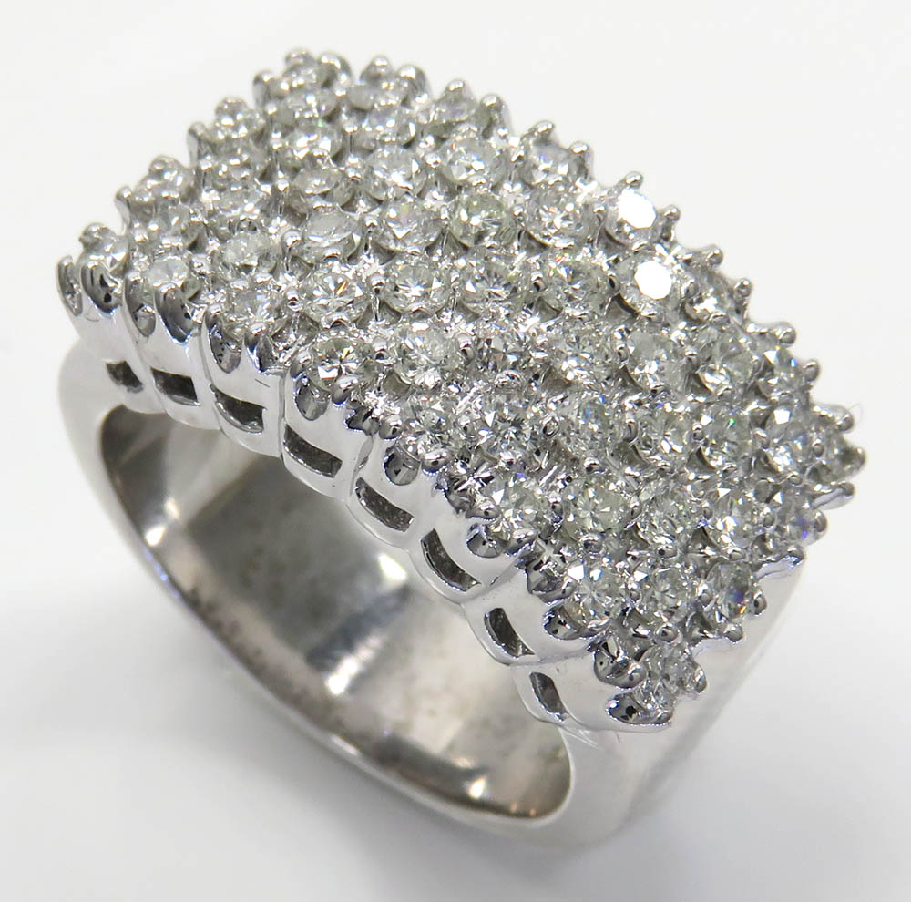 14k white gold diamond thick cluster ring 2.00ct