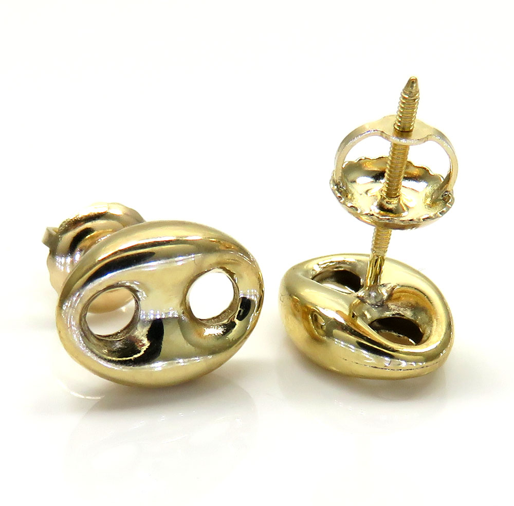 14k yellow gold small 8mm puffed gucci solid earrings