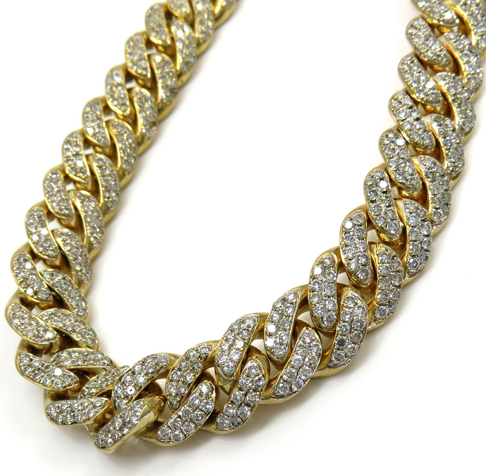 10k solid yellow gold thick diamond miami bracelet 8.50 inch 10mm 13.40ct
