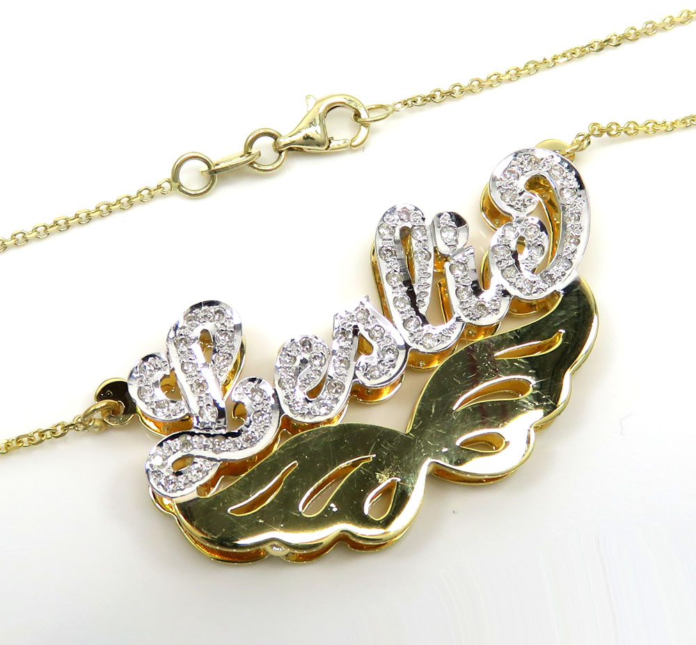 Gold name plate with diamonds sales