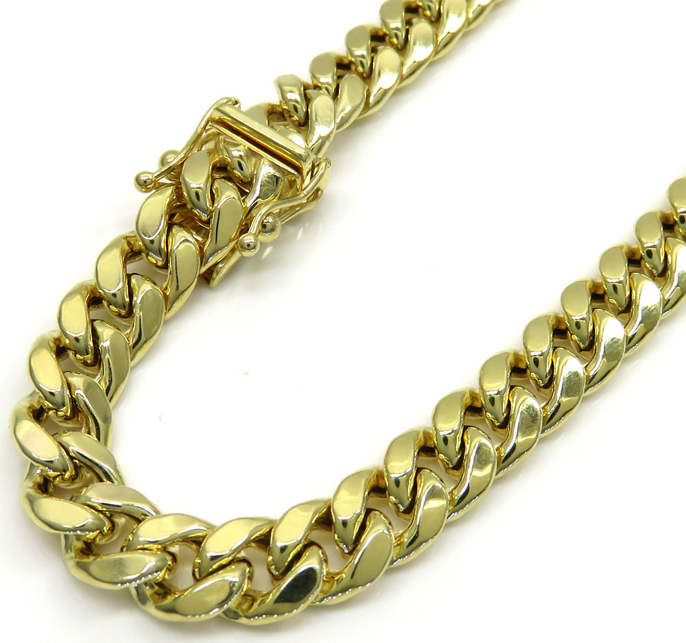 10k yellow gold medium hollow puffed miami bracelet 8 inch 6.70mm