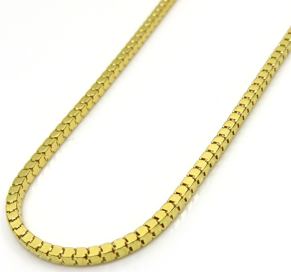 10k yellow gold hollow mirror cube link chain 20-24