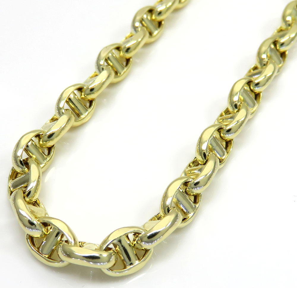 10k yellow gold hollow puffed mariner chain 18-22