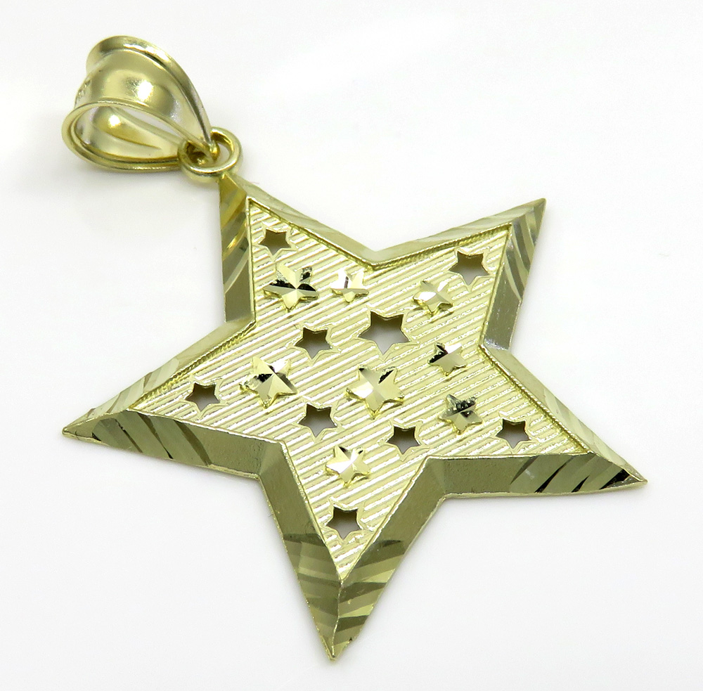10k yellow gold medium diamond cut star pendant 