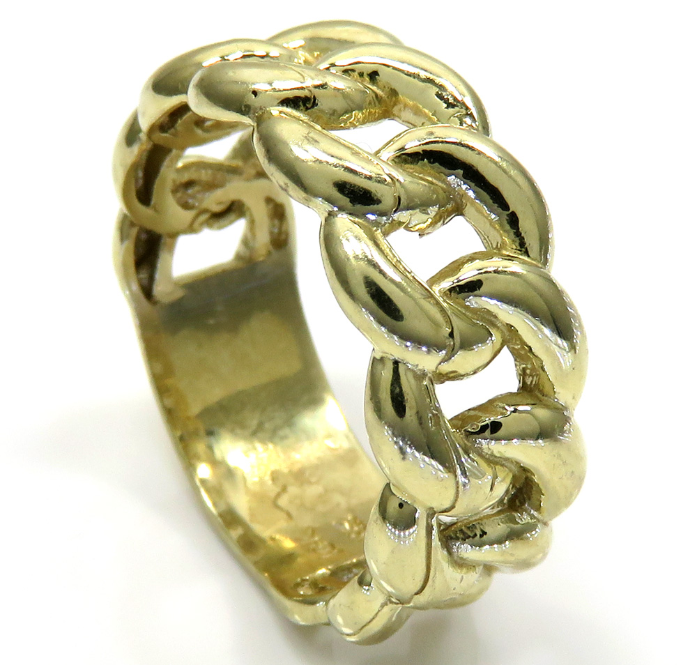10k yellow gold smooth 9.50mm cuban ring 