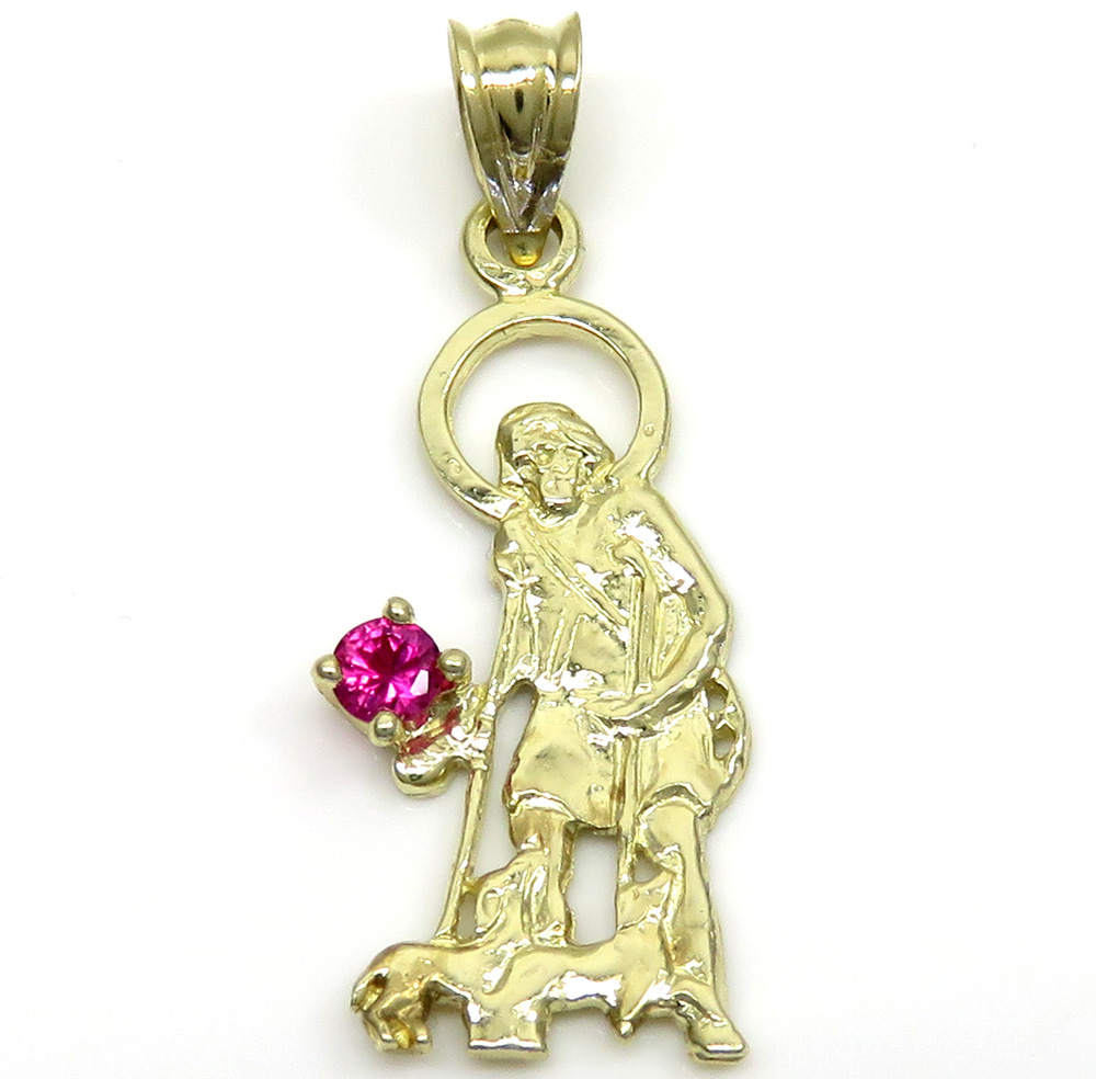 10k yellow gold small cz saint lazarus of bethany pendant 0.20ct