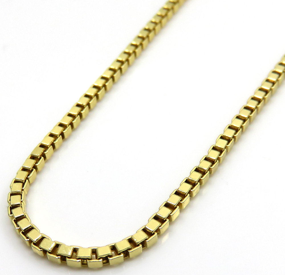 10k yellow gold semi hollow box link chain 20-24 inches 1.80mm 
