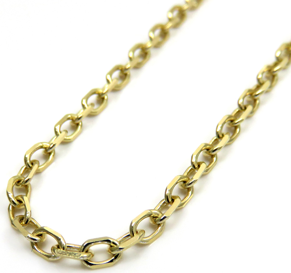 14k yellow gold solid cable open link chain 18-26 inch 3mm