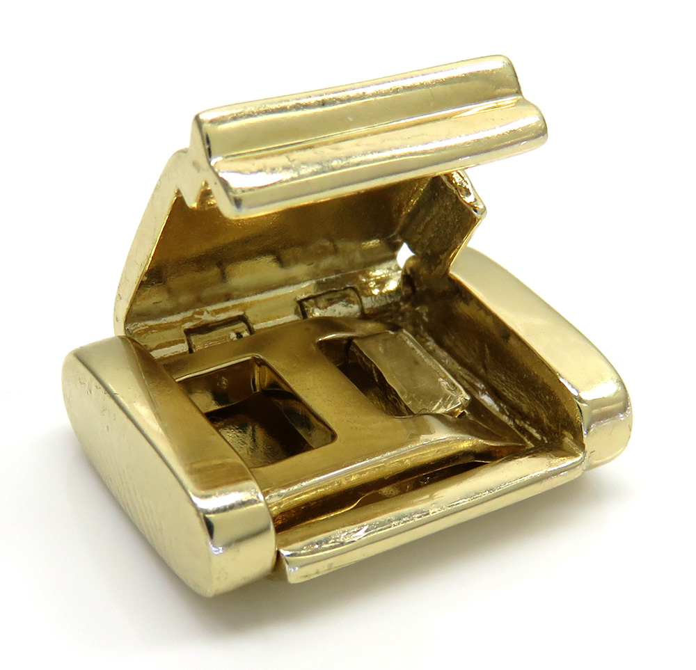 14k yellow gold solid 13mm flap lock 