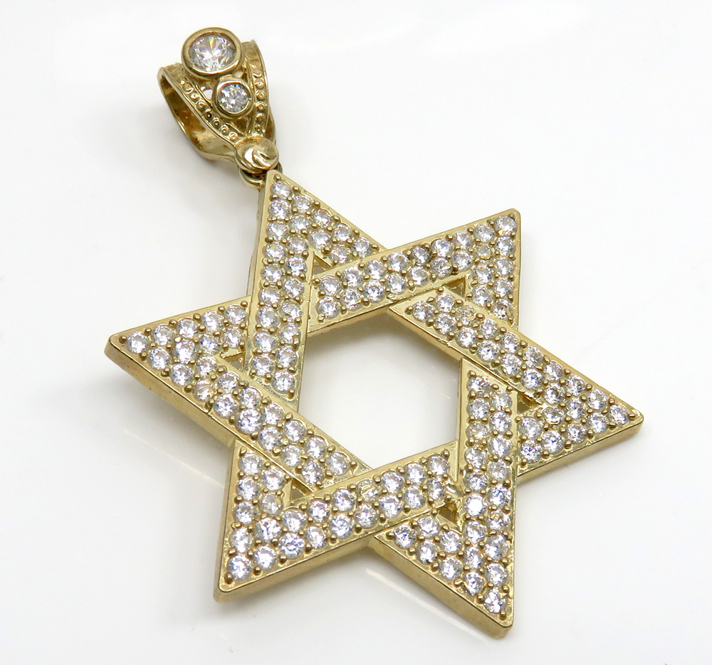 10k yellow gold large jewish star of david pendant 6.25ct 