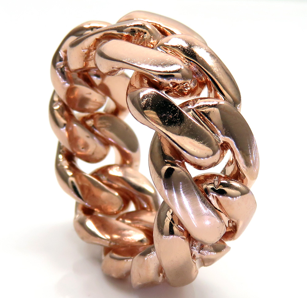 18k rose gold 12mm solid miami cuban link ring