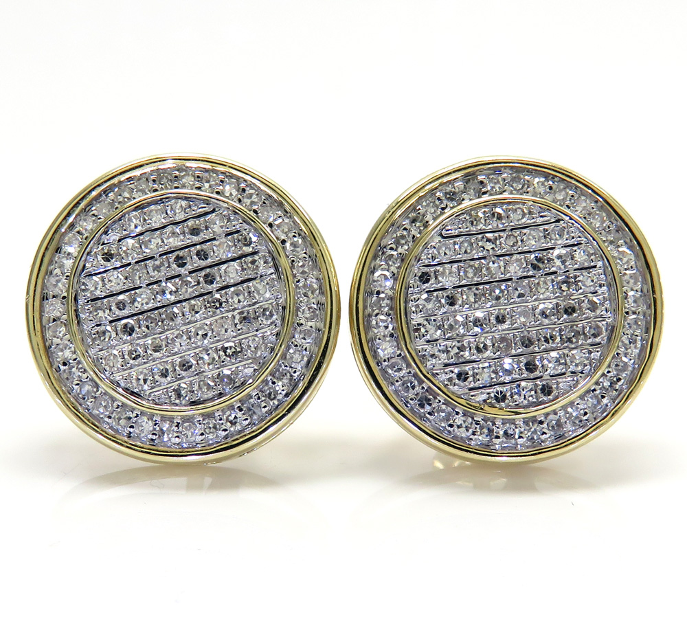 10k yellow or white gold diamond double layered snow cap earrings 0.53ct