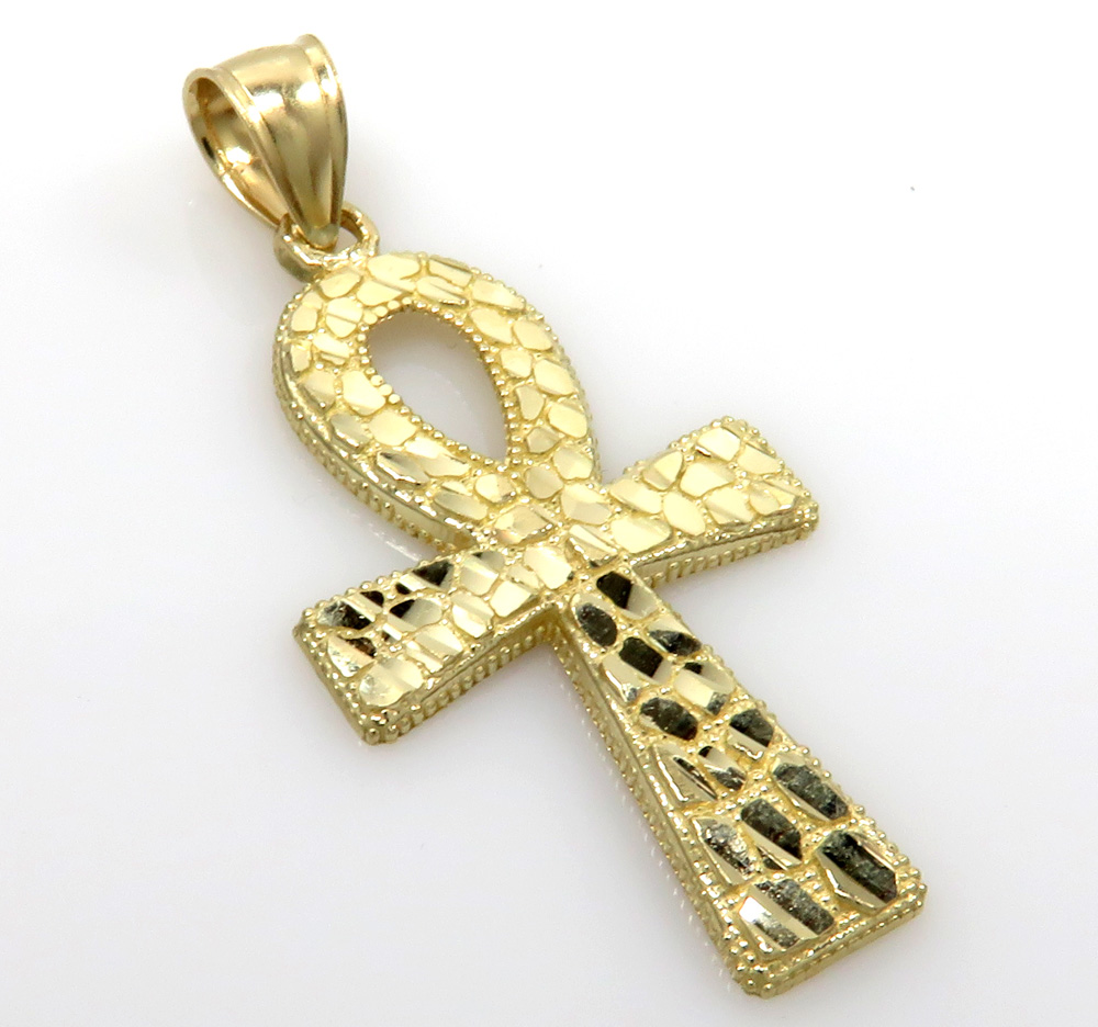 10k yellow gold medium nugget ankh cross 