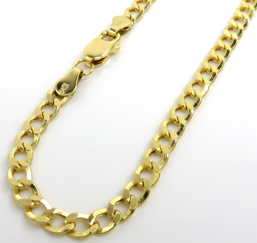 10k yellow gold hollow cuban bracelet 8 inch 3.7mm 