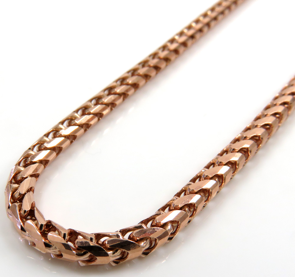 10k rose gold solid franco link chain 18-24 inch 3mm