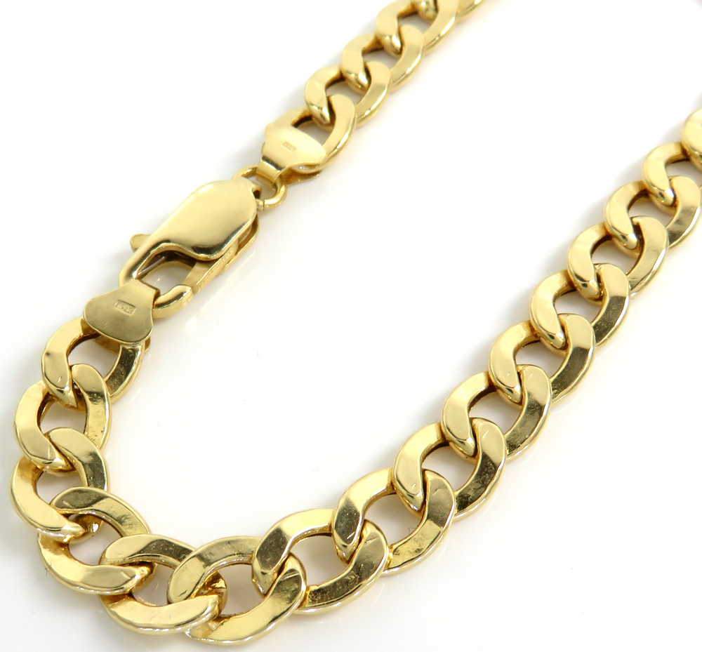 10k yellow gold hollow cuban bracelet 8.50 inch 7.5mm 