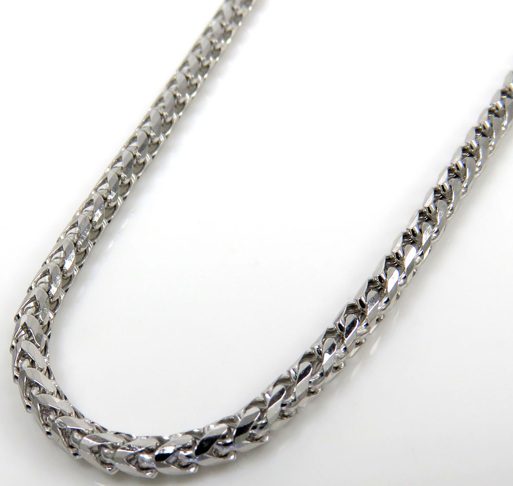 10k white gold solid franco link chain 18-24 inch 2mm