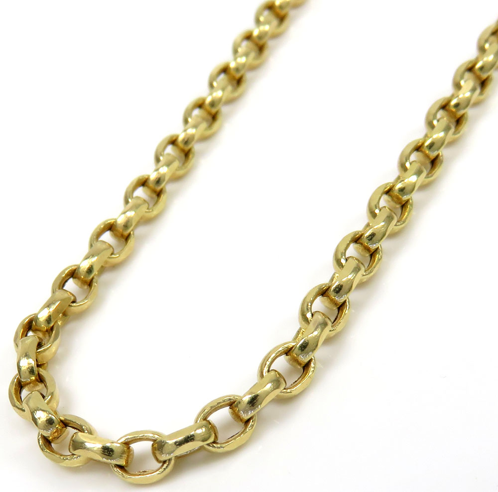 10k yellow gold hollow beveled edge cable chain 24 inch 3mm