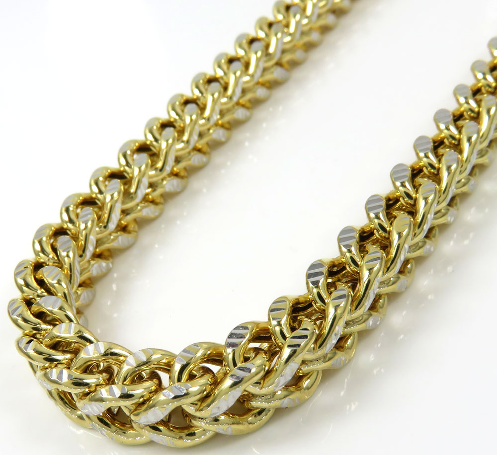 10k yellow gold diamond cut franco link chain 18-26 inch 6mm