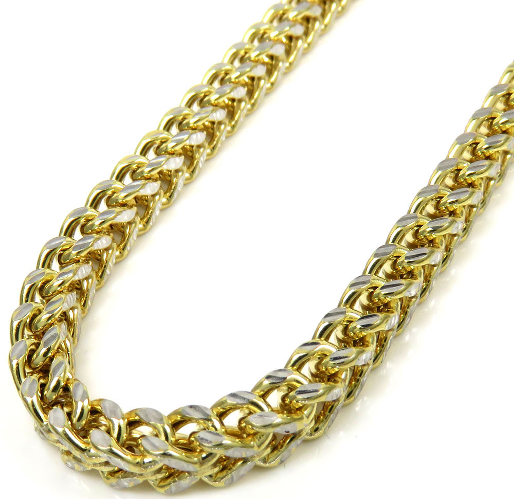 10k yellow gold diamond cut franco link chain 18-26 inch 4mm