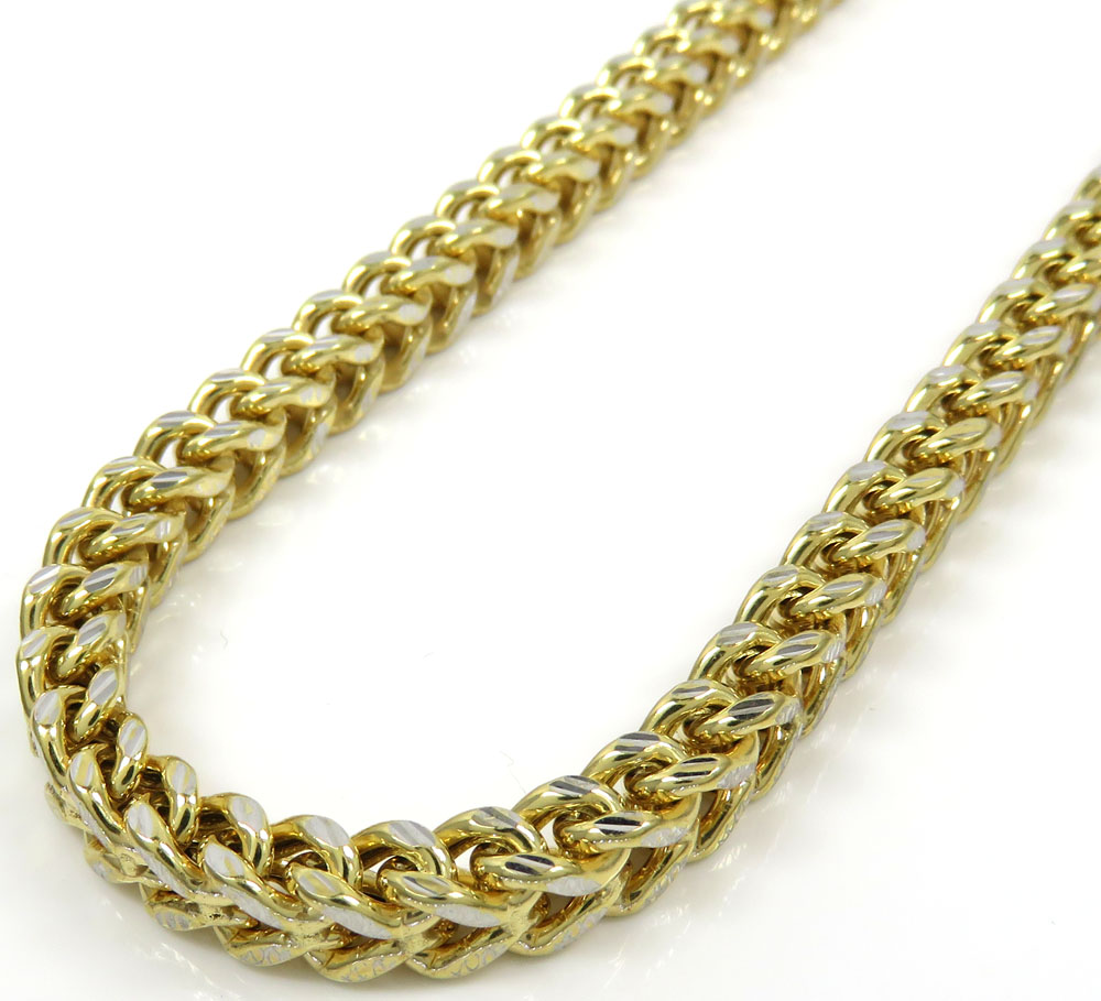 10k Yellow Gold Diamond Cut Franco Link Chain 18-26 Inch 5mm