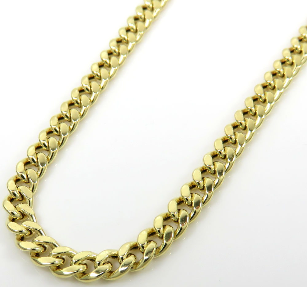 14k yellow gold hollow miami cuban link chain 18-24 inches 3.50mm