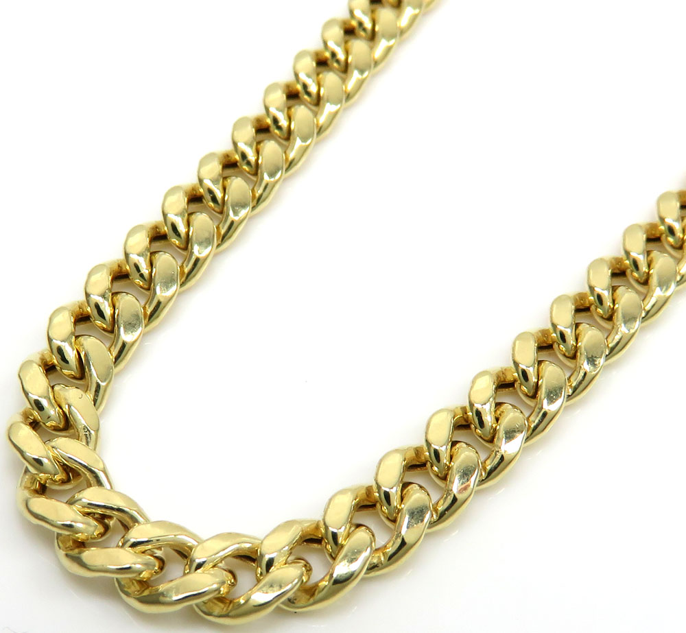 14k yellow gold hollow miami cuban link chain 18-24 inches 4.50mm