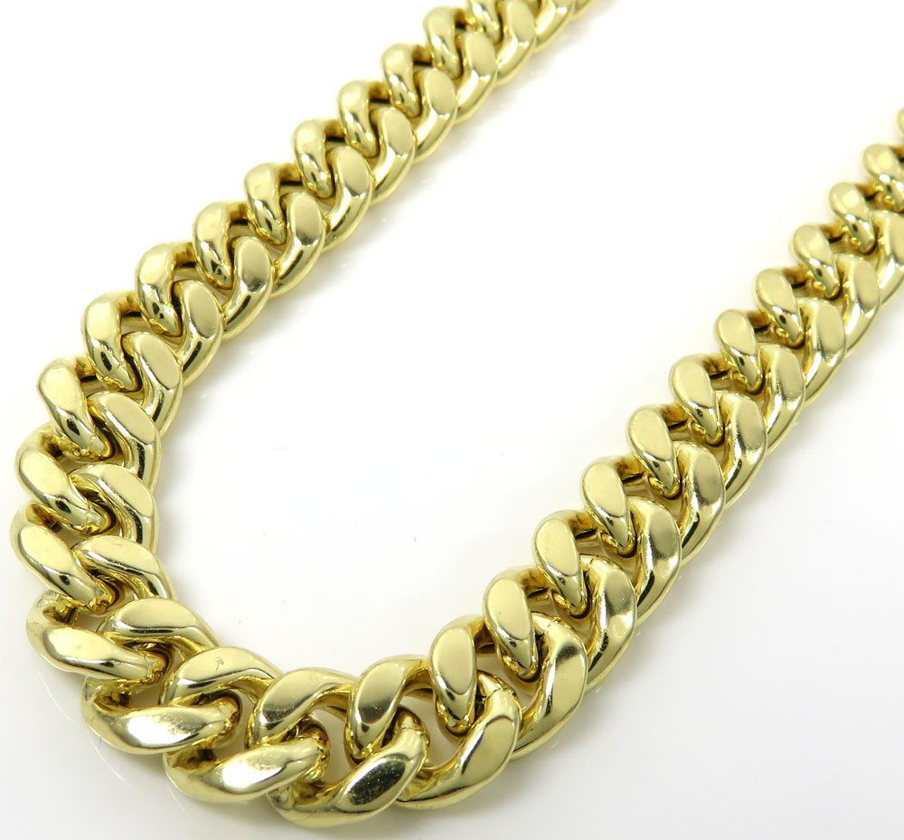 14k yellow gold hollow miami cuban link chain 18-24 inches 9mm