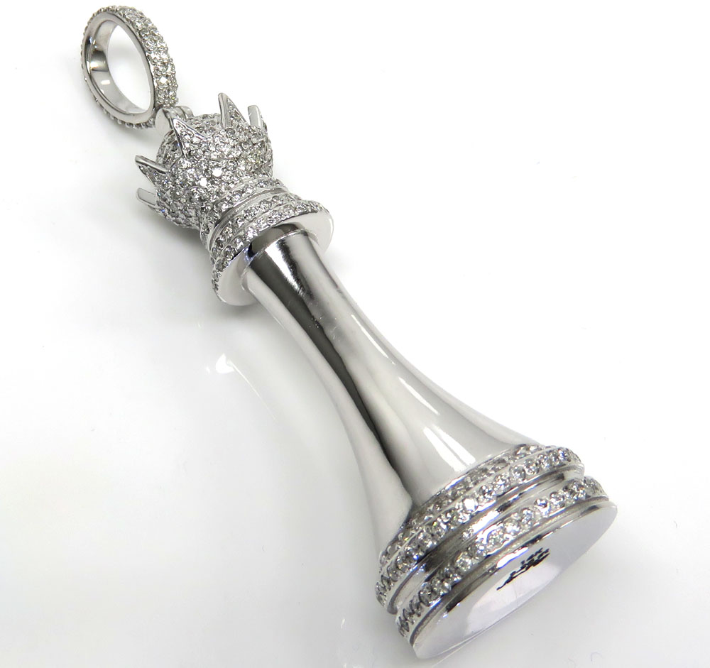 14k white gold custom diamond chess piece 3.26ct 