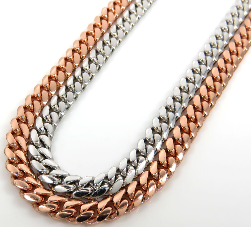 14k rose or white gold solid miami link chain 18-20 inch 3.80mm