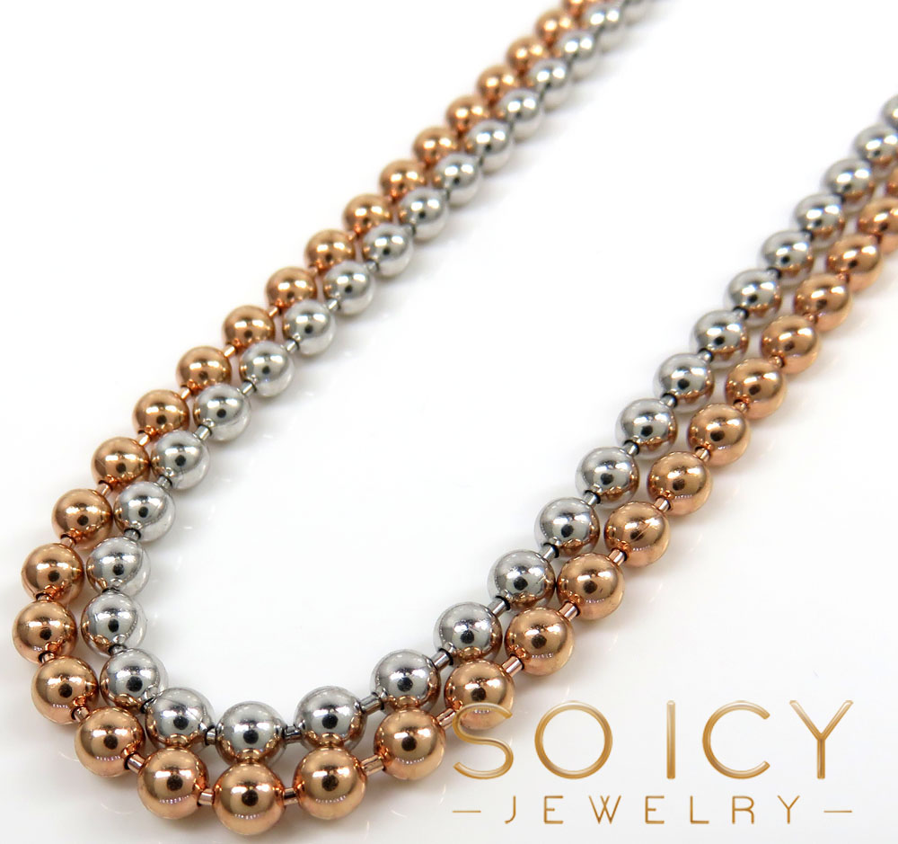 14k white or rose gold smooth ball link chain 20-28 inches 3mm