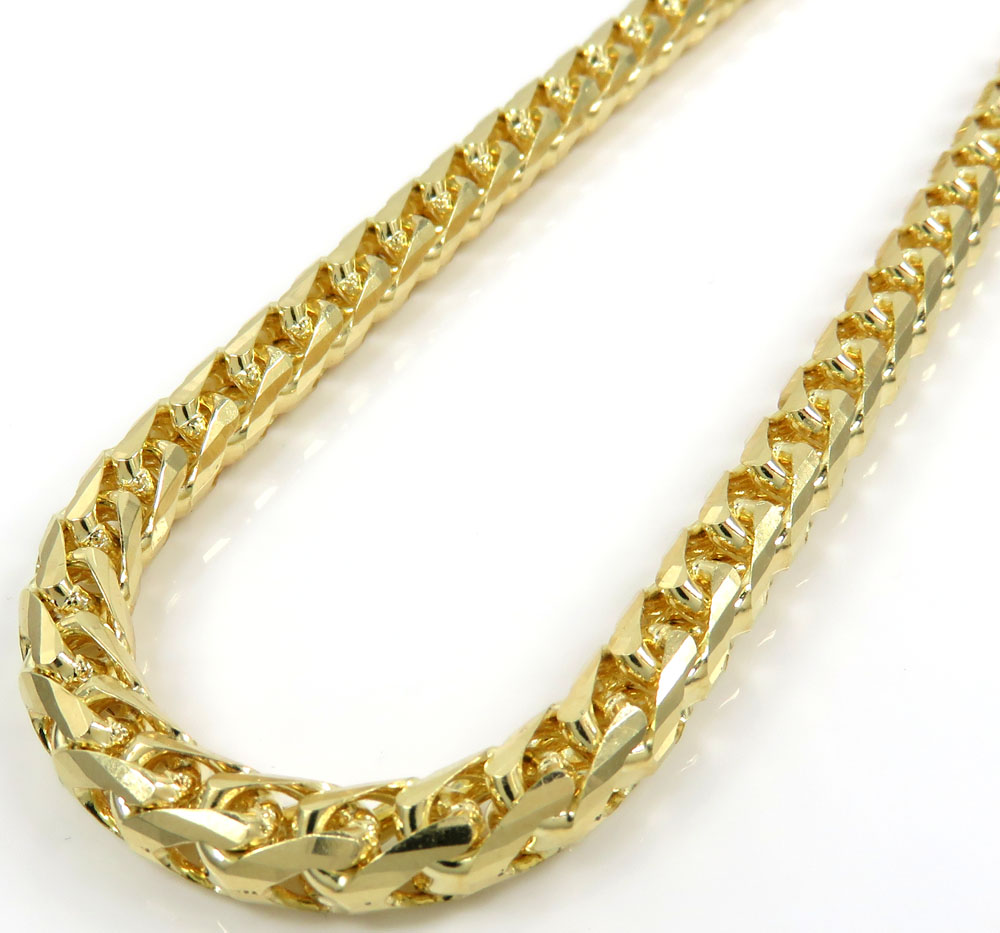 14k yellow gold solid facet cut franco chain 26 inch 6mm